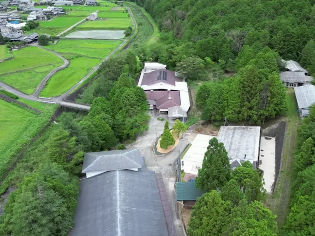 西脇市の拠点を上空から見た様子